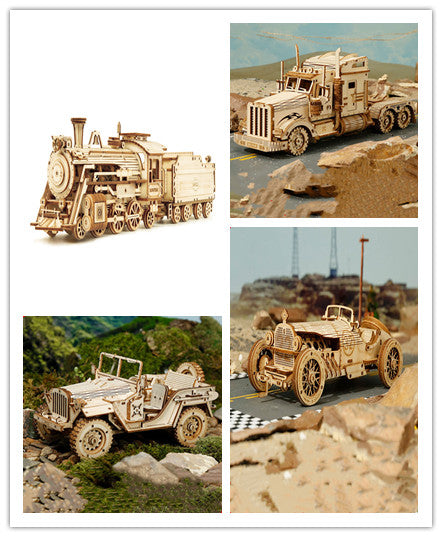 3D Wooden Puzzle Train Model DIY Wooden Train Toy Mechanical Train Model Kit Assembly Model Home Decoration Crafts - LJ Enterprise